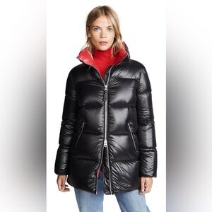 Mackage Black Aiko Contrast Lustrous Down Coat Black